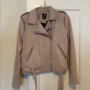 Atmosphere pink faux suede moto jacket size 12